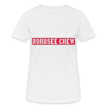 Nordsee Crew - Frauen T-Shirt atmungsaktiv - Weiß - Vorne - AI Model Female 172 dark (172cm)