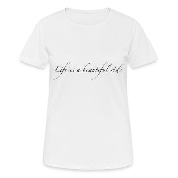 Slogan 1 - Frauen T-Shirt atmungsaktiv - Weiß - Vorne - AI Model Female 172 dark (172cm)