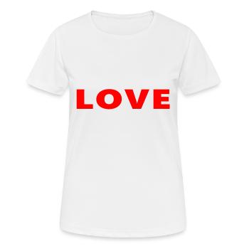 LIEBE - Frauen T-Shirt atmungsaktiv - Weiß - Vorne - AI Model Female 172 dark (172cm)