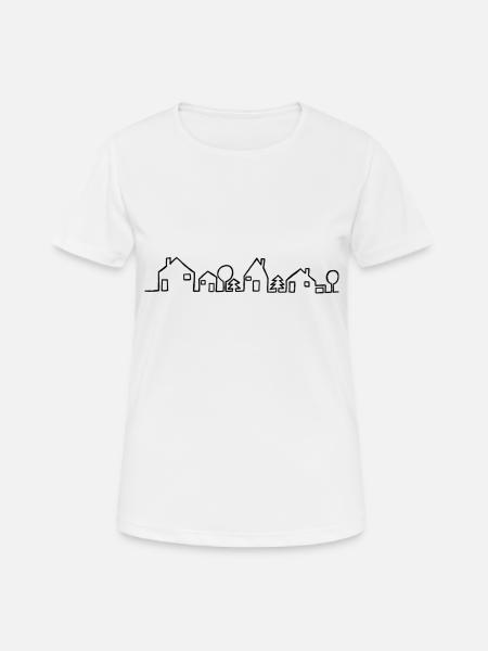 Häuser - Frauen T-Shirt atmungsaktiv - Weiß