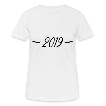 2019 - Frauen T-Shirt atmungsaktiv - Weiß - Vorne - AI Model Female 172 dark (172cm)