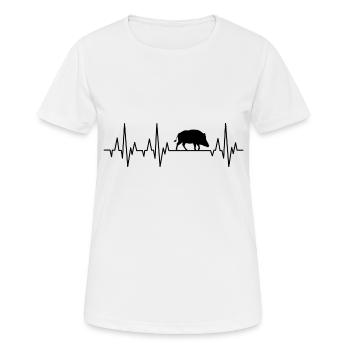 Wildschwein Herzschlag Wildsau EKG Keiler - Frauen T-Shirt atmungsaktiv - Weiß - Vorne - AI Model Female 172 dark (172cm)
