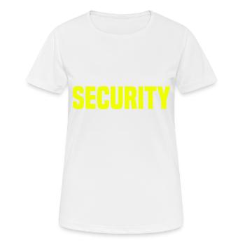 Sécurité garde du corps portier - T-shirt respirant Femme - blanc - Devant - AI Model Female 172 dark (172cm)