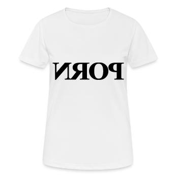 Porn text mirrored - Women's Breathable T-Shirt - white - Front - AI Model Female 172 dark (172cm)