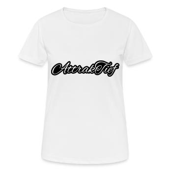 AttrakTief Logo white - Frauen T-Shirt atmungsaktiv - Weiß - Vorne - AI Model Female 172 dark (172cm)