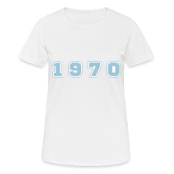 Numéro de l’année 1970 - T-shirt respirant Femme - blanc - Devant - AI Model Female 172 dark (172cm)