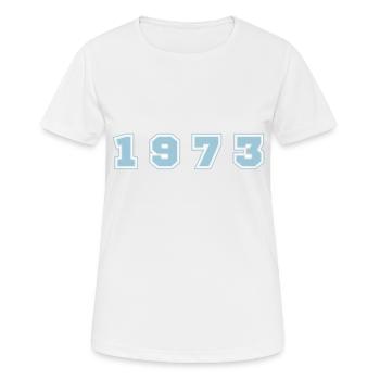 Numéro de l’année 1973 - T-shirt respirant Femme - blanc - Devant - AI Model Female 172 dark (172cm)