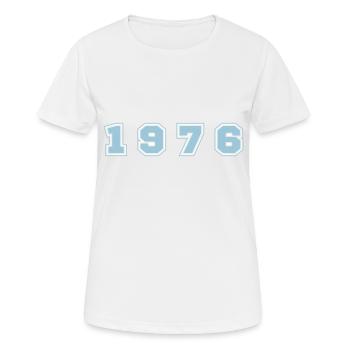 Numéro de l’année 1976 - T-shirt respirant Femme - blanc - Devant - AI Model Female 172 dark (172cm)