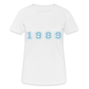 Numéro de l’année 1989 - T-shirt respirant Femme - blanc - Devant - AI Model Female 172 dark (172cm)
