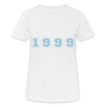 Numéro de l’année 1999 - T-shirt respirant Femme - blanc - Devant - AI Model Female 172 dark (172cm)