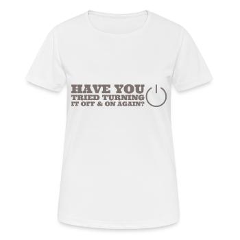 Avez-vous essayé de l’éteindre et de le rallumer - T-shirt respirant Femme - blanc - Devant - AI Model Female 172 dark (172cm)