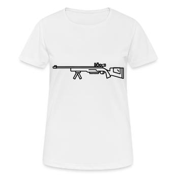 Fusil de chasse sniper - T-shirt respirant Femme - blanc - Devant - AI Model Female 172 dark (172cm)