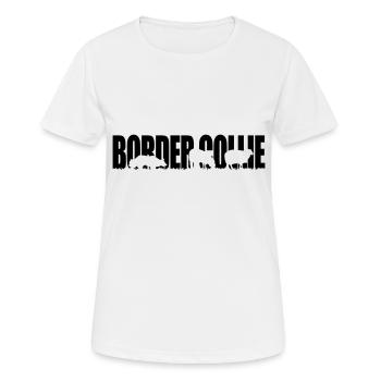 BORDER COLLIE WORKING DOG Wilsigns Hundemotiv Hund - Frauen T-Shirt atmungsaktiv - Weiß - Vorne - AI Model Female 172 dark (172cm)