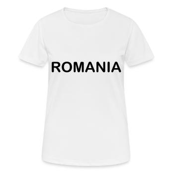 Schriftzug "Romania" - Frauen T-Shirt atmungsaktiv - Weiß - Vorne - AI Model Female 172 dark (172cm)