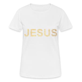 Jesus Golden - Women's Breathable T-Shirt - white - Front - AI Model Female 172 dark (172cm)