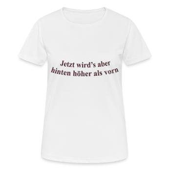 Hinten höher als Vorn - Frauen T-Shirt atmungsaktiv - Weiß - Vorne - AI Model Female 172 dark (172cm)