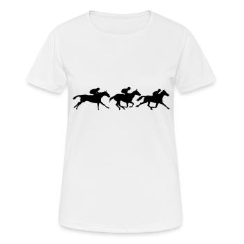 Pferderennen Gruppenanimation - Frauen T-Shirt atmungsaktiv - Weiß - Vorne - AI Model Female 172 dark (172cm)