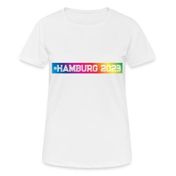 Hamburg 2023 Bunt - Frauen T-Shirt atmungsaktiv - Weiß - Vorne - AI Model Female 172 dark (172cm)