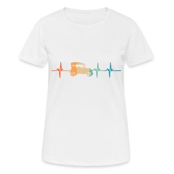 Battement de cœur Voiture ancienne - T-shirt respirant Femme - blanc - Devant - AI Model Female 172 dark (172cm)