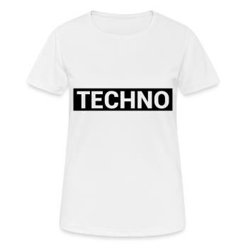 TECHNO - Frauen T-Shirt atmungsaktiv - Weiß - Vorne - AI Model Female 172 dark (172cm)