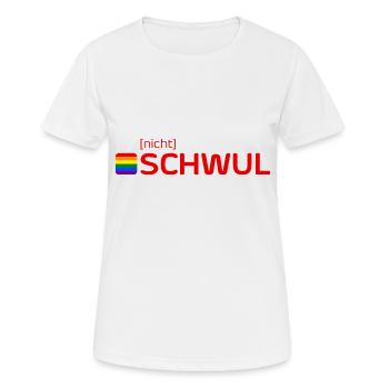 [nicht] SCHWUL - Frauen T-Shirt atmungsaktiv - Weiß - Vorne - AI Model Female 172 dark (172cm)