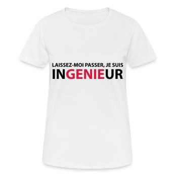 Laissez-Moi passer, je suis ingenieur - T-shirt respirant Femme - blanc - Devant - AI Model Female 172 dark (172cm)