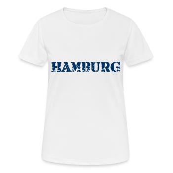 Hamburg Slogan - Hansestadt - Hamburger Hafen - Frauen T-Shirt atmungsaktiv - Weiß - Vorne - AI Model Female 172 dark (172cm)