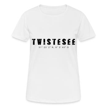 Twistesee - Frauen T-Shirt atmungsaktiv - Weiß - Vorne - AI Model Female 172 dark (172cm)