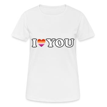 Ich liebe dich lesbisches Paar - Frauen T-Shirt atmungsaktiv - Weiß - Vorne - AI Model Female 172 dark (172cm)