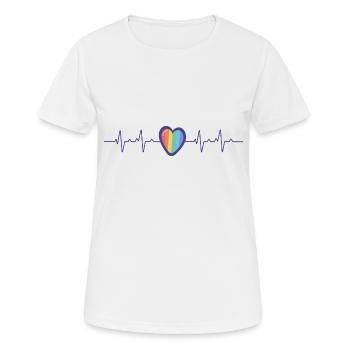 Rainbow LGBT Heartbeat Gay Lesbian Cadeau - T-shirt respirant Femme - blanc - Devant - AI Model Female 172 dark (172cm)
