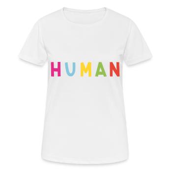 Fröhlicher Aufdruck Human - Frauen T-Shirt atmungsaktiv - Weiß - Vorne - AI Model Female 172 dark (172cm)