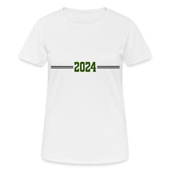 2024 - Frauen T-Shirt atmungsaktiv - Weiß - Vorne - AI Model Female 172 dark (172cm)