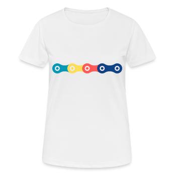 Chaines vélo colorée - T-shirt respirant Femme - blanc - Devant - AI Model Female 172 dark (172cm)
