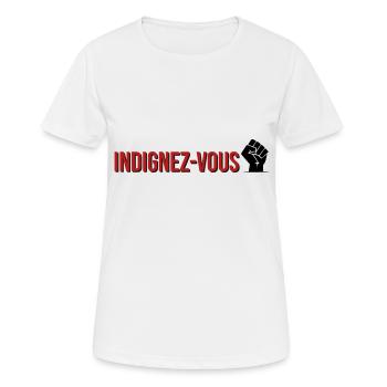 T-shirt Indignez-vous Stéphane Hessel Citoyen Enga - T-shirt respirant Femme - blanc - Devant - AI Model Female 172 dark (172cm)
