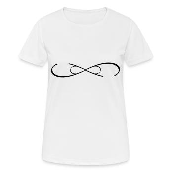 personalisierbar Doppel Infinity Symbol mit Namen - Frauen T-Shirt atmungsaktiv - Weiß - Vorne - AI Model Female 172 dark (172cm)