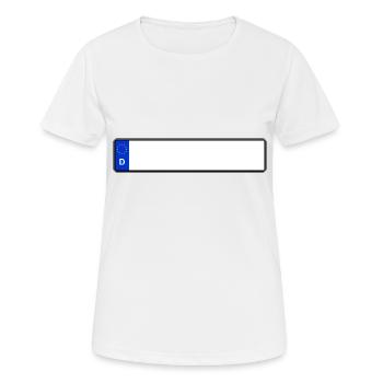 License Plate Blank Individual Gift Idea - Women's Breathable T-Shirt - white - Front - AI Model Female 172 dark (172cm)