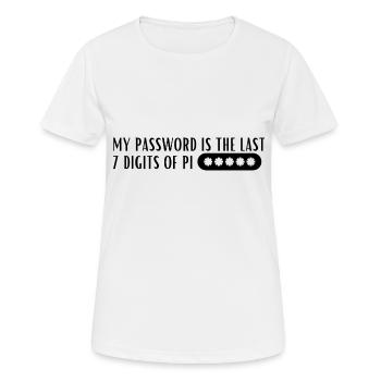 Mein Passwort ist die letzten 7 Ziffern von Pi - Frauen T-Shirt atmungsaktiv - Weiß - Vorne - AI Model Female 172 dark (172cm)