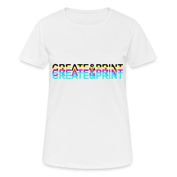 Erstellen & Drucken (schwarzer Text) - Frauen T-Shirt atmungsaktiv - Weiß - Vorne - AI Model Female 172 dark (172cm)