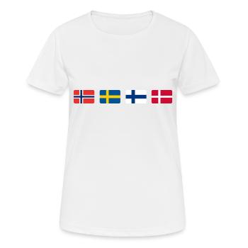 Drapeaux scandinaves - T-shirt respirant Femme - blanc - Devant - AI Model Female 172 dark (172cm)