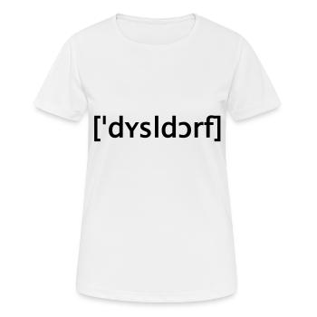 Dusseldorf écrit fort - T-shirt respirant Femme - blanc - Devant - AI Model Female 172 dark (172cm)