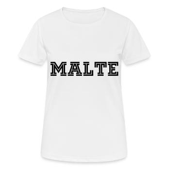 malte2 - Frauen T-Shirt atmungsaktiv - Weiß - Vorne - AI Model Female 172 dark (172cm)