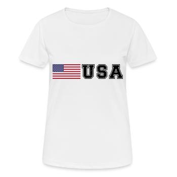 TEAM USA amerikanische Flagge Fahne vor Schrift - Frauen T-Shirt atmungsaktiv - Weiß - Vorne - AI Model Female 172 dark (172cm)