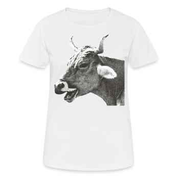Lachende Kuh schiefer - Frauen T-Shirt atmungsaktiv - Weiß - Vorne - AI Model Female 172 dark (172cm)