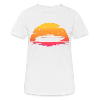 Sonnenuntergang Außenborder Motorboot Motorboot - Frauen T-Shirt atmungsaktiv - Weiß - Vorne - AI Model Female 172 dark (172cm)