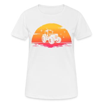 sunrise tractor t-shirt farmer tractor - Women's Breathable T-Shirt - white - Front - AI Model Female 172 dark (172cm)