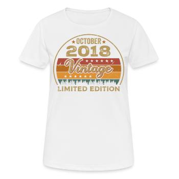 Millésime Octobre 2018 Cadeau d’anniversaire - 2018 - T-shirt respirant Femme - blanc - Devant - AI Model Female 172 dark (172cm)
