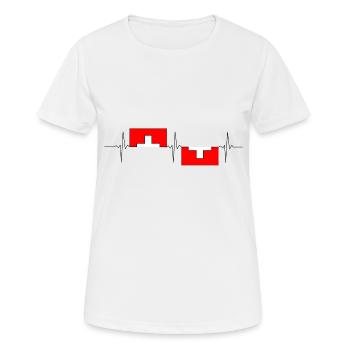 Herzfrequenz Schweiz - Frauen T-Shirt atmungsaktiv - Weiß - Vorne - AI Model Female 172 dark (172cm)
