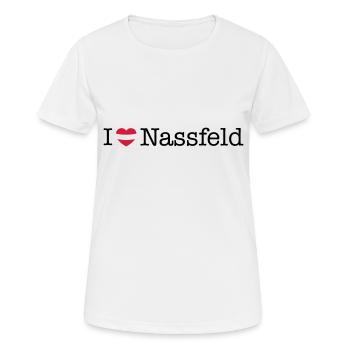 I love Nassfeld - Frauen T-Shirt atmungsaktiv - Weiß - Vorne - AI Model Female 172 dark (172cm)