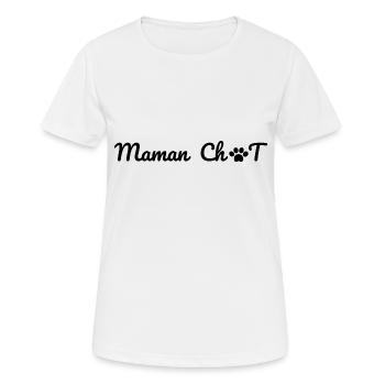 Maman chat -t-shirt famille chat assorti - T-shirt respirant Femme - blanc - Devant - AI Model Female 172 dark (172cm)