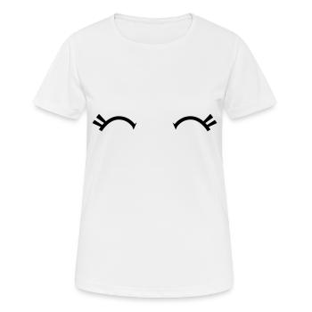 süße fröhliche Kawaii Augen mit Wimpern - Frauen T-Shirt atmungsaktiv - Weiß - Vorne - AI Model Female 172 dark (172cm)